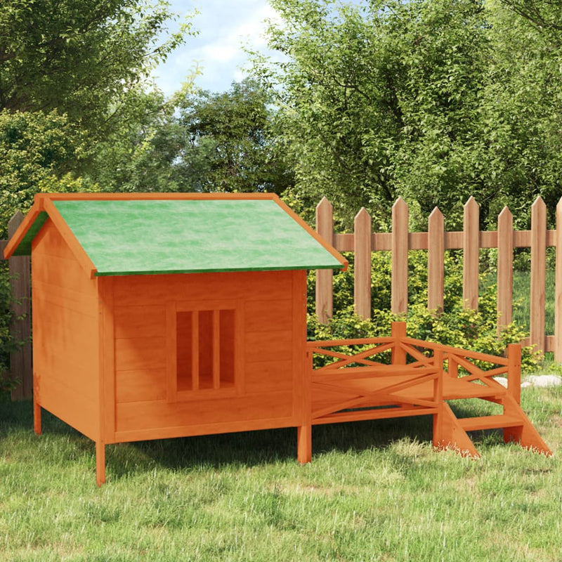 Vidaxl hondenhok 159x120x88,5 cm massief grenenhout bruin