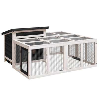 Vidaxl konijnenhok 144x123x67,5 cm massief grenenhout grijs