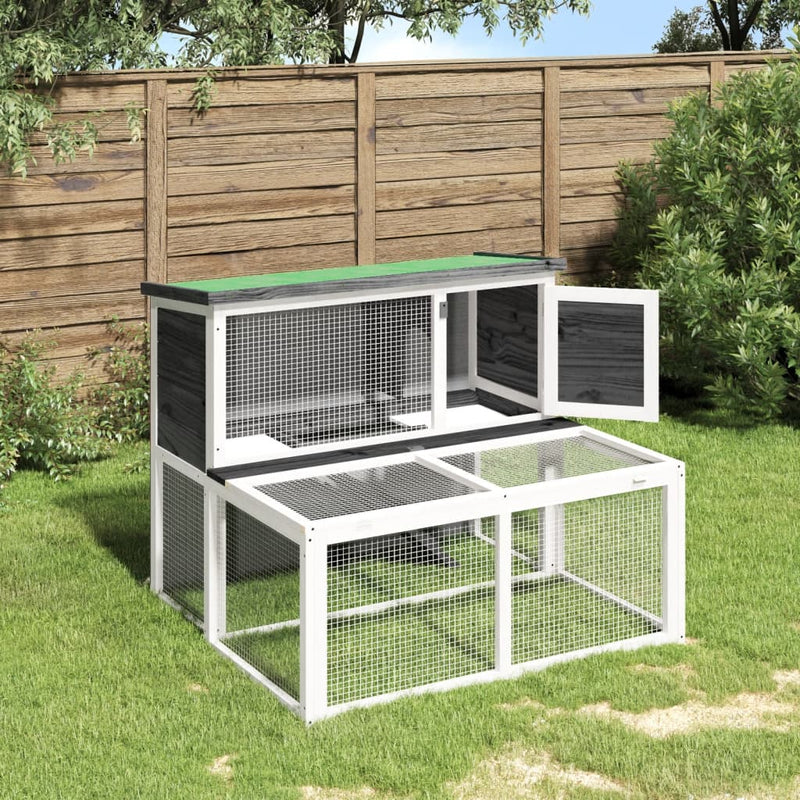 Vidaxl konijnenhok 102x90x84,5 cm massief grenenhout grijs