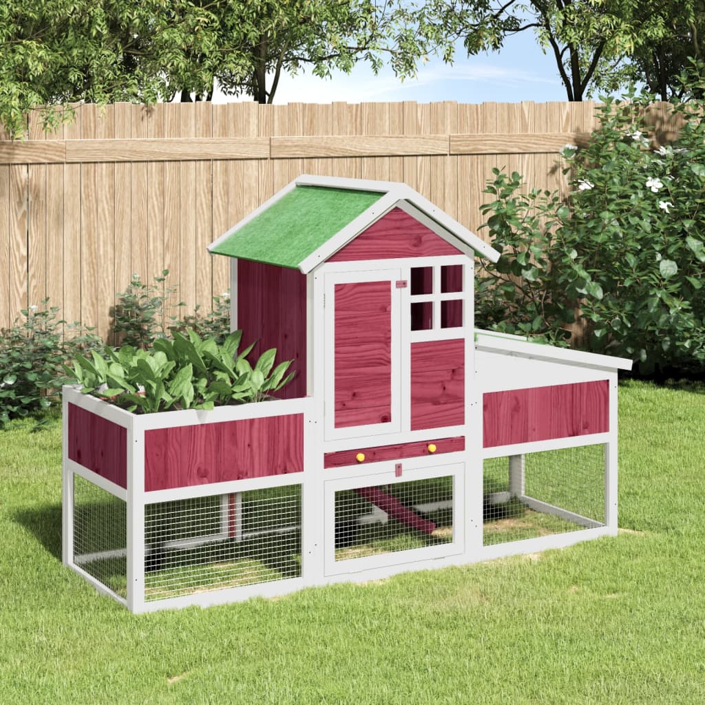 Vidaxl konijnenhok 170x63x113 cm massief grenenhout rood
