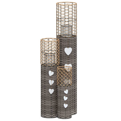 Vidaxl kaarsenhouders 3 st wicker grijs