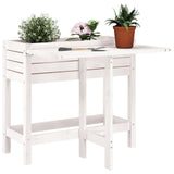 Vidaxl plantenbak met inklapbaar tafelblad massief grenenhout wit - afbeelding 1