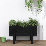 Vidaxl plantenbak 62x30x38 cm massief grenenhout zwart - afbeelding 1