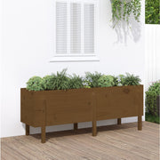 Vidaxl plantenbak verhoogd 160x50x57 cm massief grenenhout honingbruin - afbeelding 1