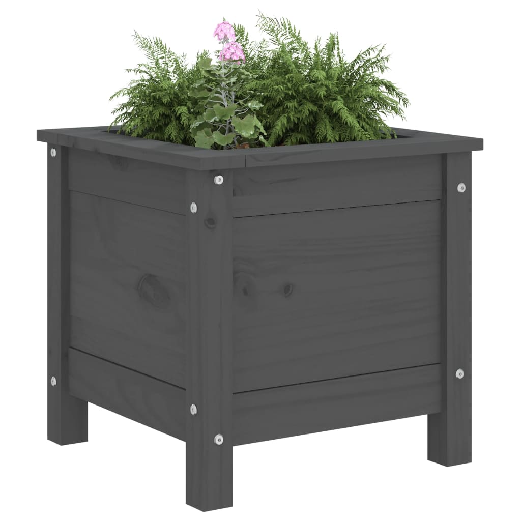 Vidaxl plantenbak 40x40x39 cm massief grenenhout grijs