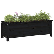 Vidaxl plantenbak verhoogd 119,5x40x39 cm massief grenenhout zwart - afbeelding 3