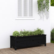 Vidaxl plantenbak verhoogd 119,5x40x39 cm massief grenenhout zwart - afbeelding 1