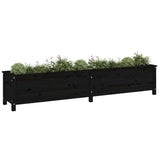 VidaXL Plantenbak verhoogd 199,5x40x39 cm massief grenenhout zwart - afbeelding 3