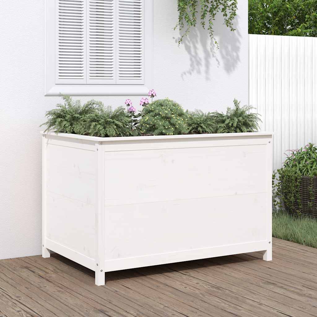 Vidaxl plantenbak verhoogd 119,5x82,5x78 cm massief grenenhout wit