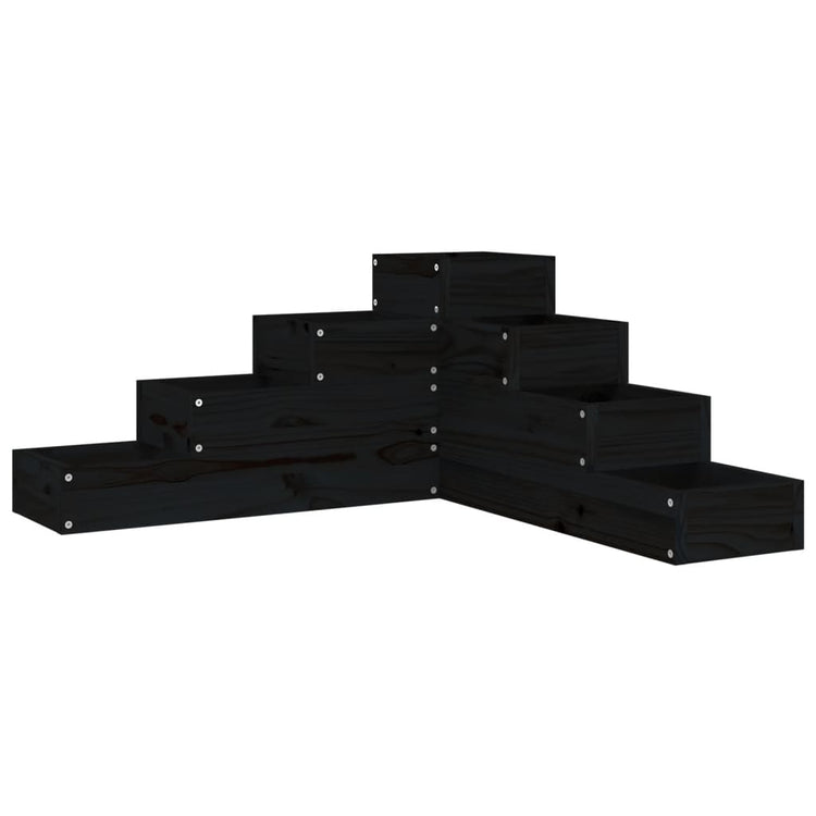 VidaXL Plantenbak 4-laags 80,5x79x36 cm massief grenenhout zwart