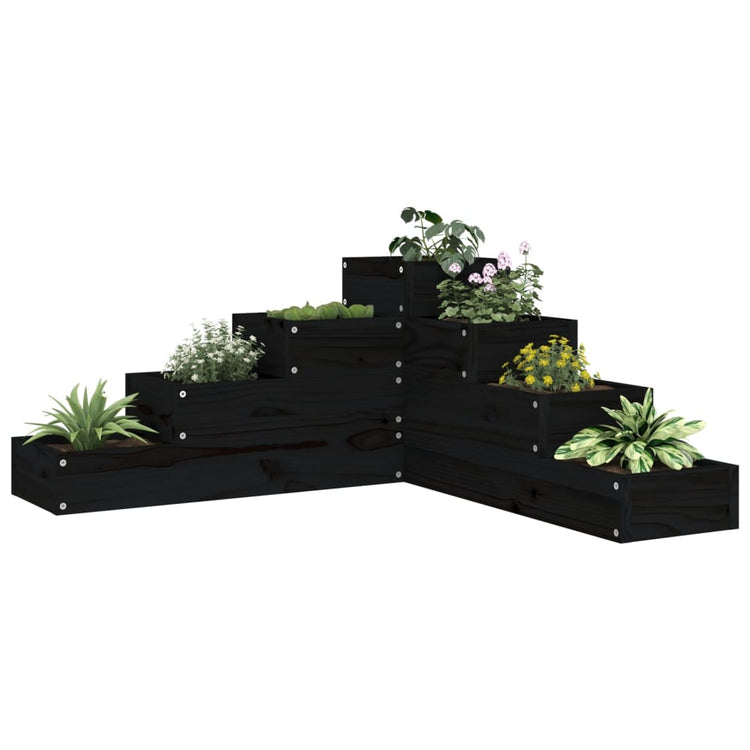 VidaXL Plantenbak 4-laags 80,5x79x36 cm massief grenenhout zwart