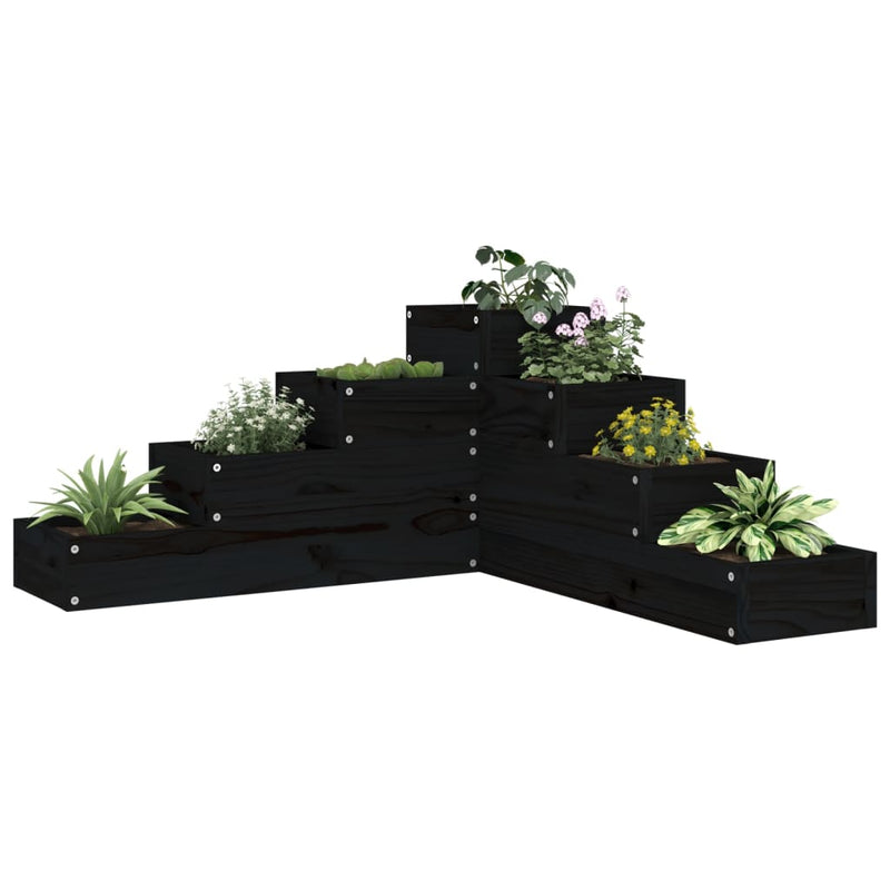 VidaXL Plantenbak 4-laags 80,5x79x36 cm massief grenenhout zwart