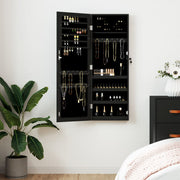 Vidaxl sieradenkast met spiegel wandgemonteerd 37,5x10x106 cm zwart - afbeelding 1