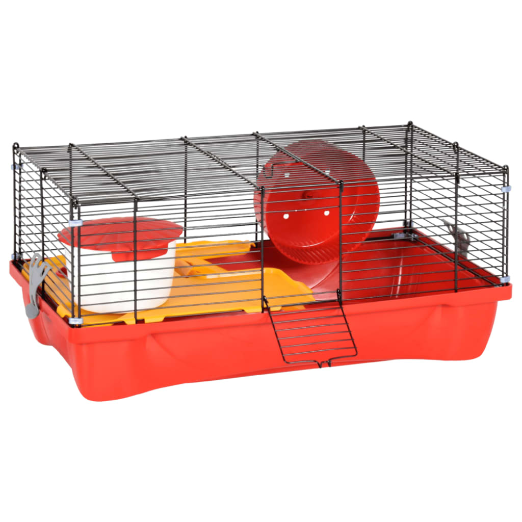 VidaXL Hamsterkooi 58x32x36 cm polypropeen en metaal rood