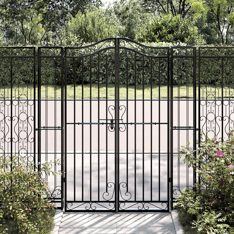 Vidaxl poort 121x8x150 cm smeedijzer zwart