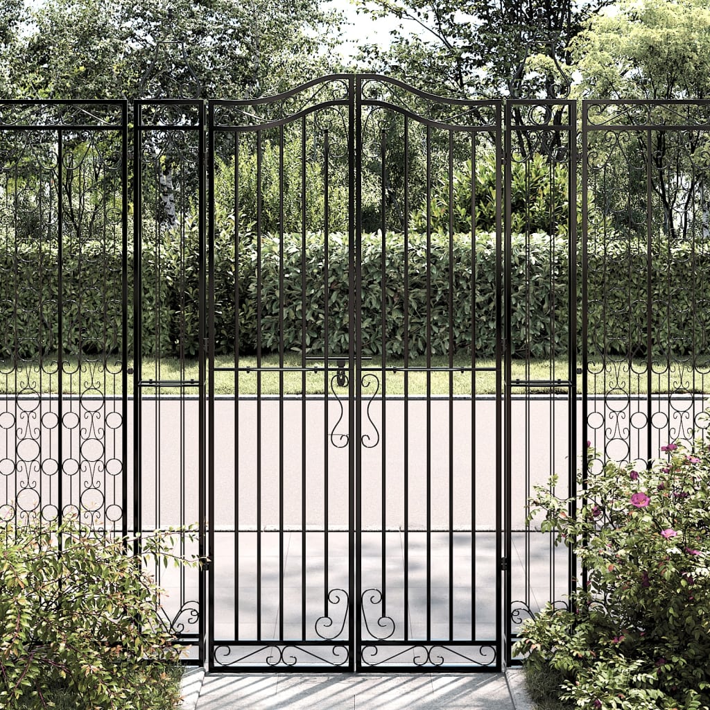 Vidaxl poort 121x8x180 cm smeedijzer zwart
