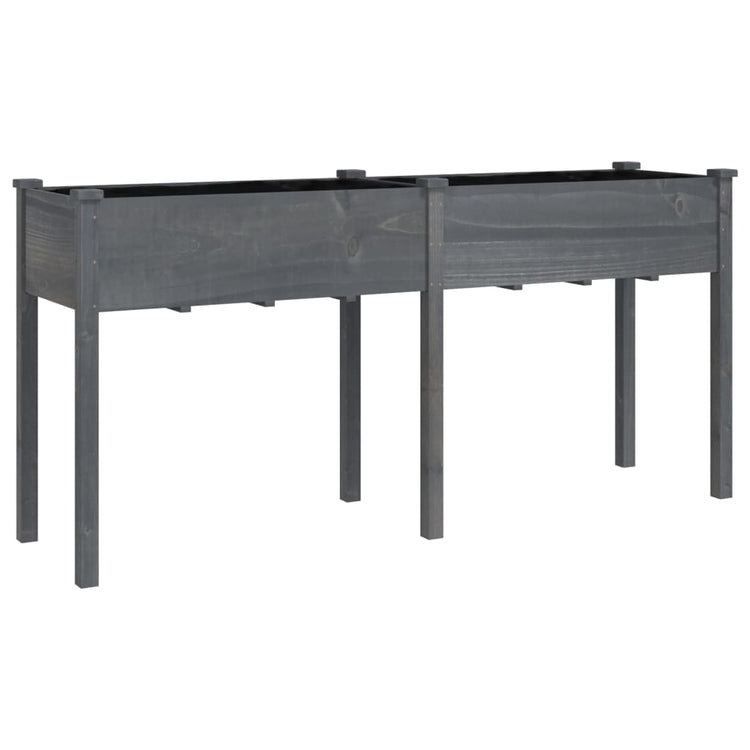 Vidaxl plantenbak met voering 161x45x76 cm massief vurenhout grijs