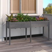 Vidaxl plantenbak met voering 161x45x76 cm massief vurenhout grijs - afbeelding 1
