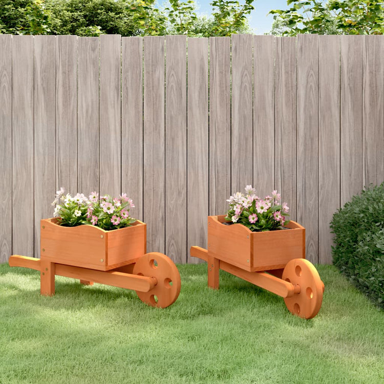 Vidaxl plantenbakken kruiwagen 2 st 47x15x19 cm massief vurenhout