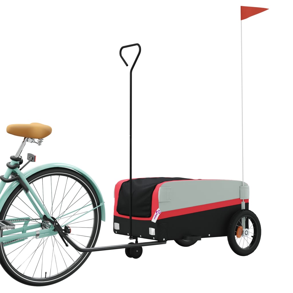 VidaXL Fietstrailer 30 kg ijzer zwart en rood