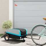 Vidaxl fietstrailer 30 kg ijzer zwart en blauw - afbeelding 1