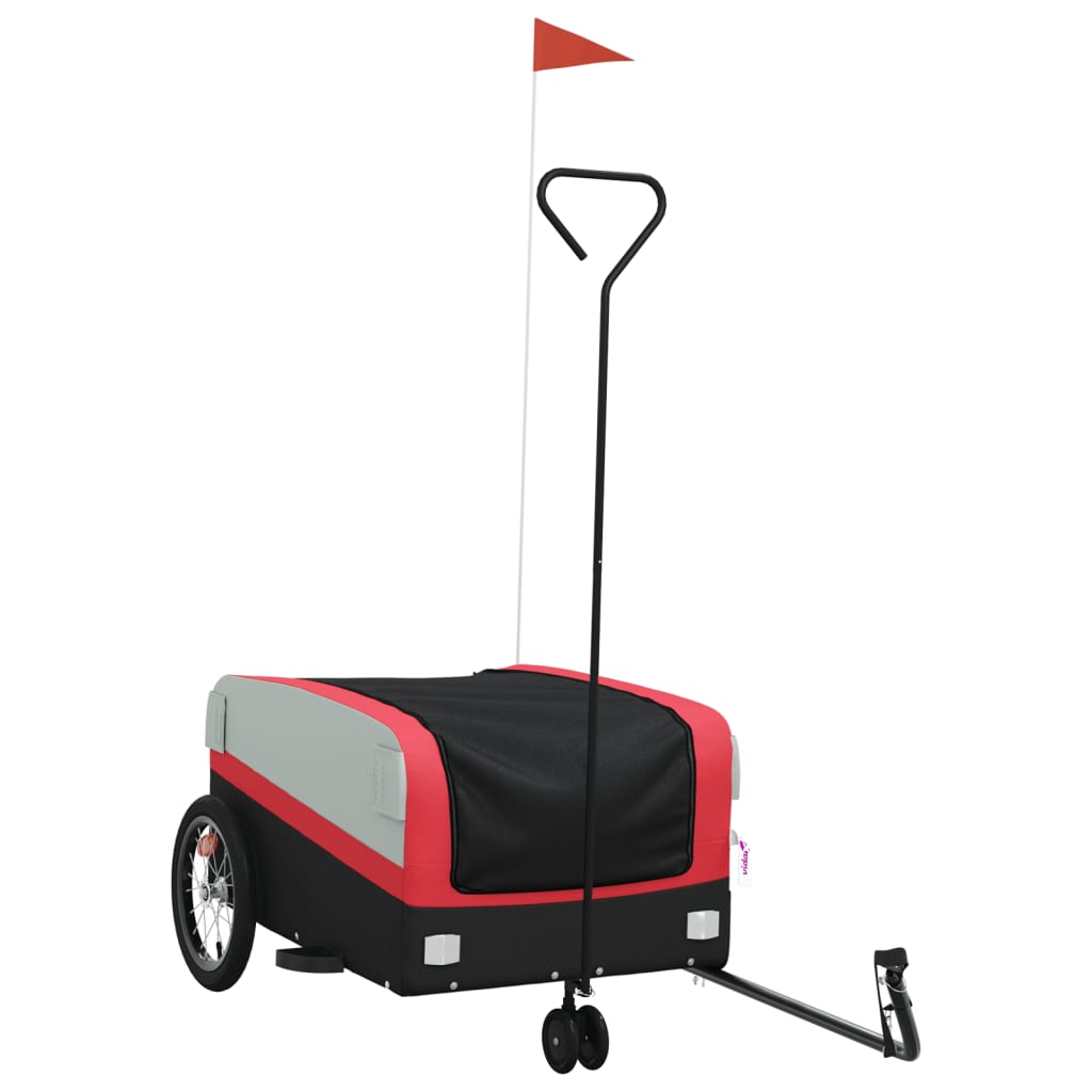 VidaXL Fietstrailer 45 kg ijzer zwart en rood