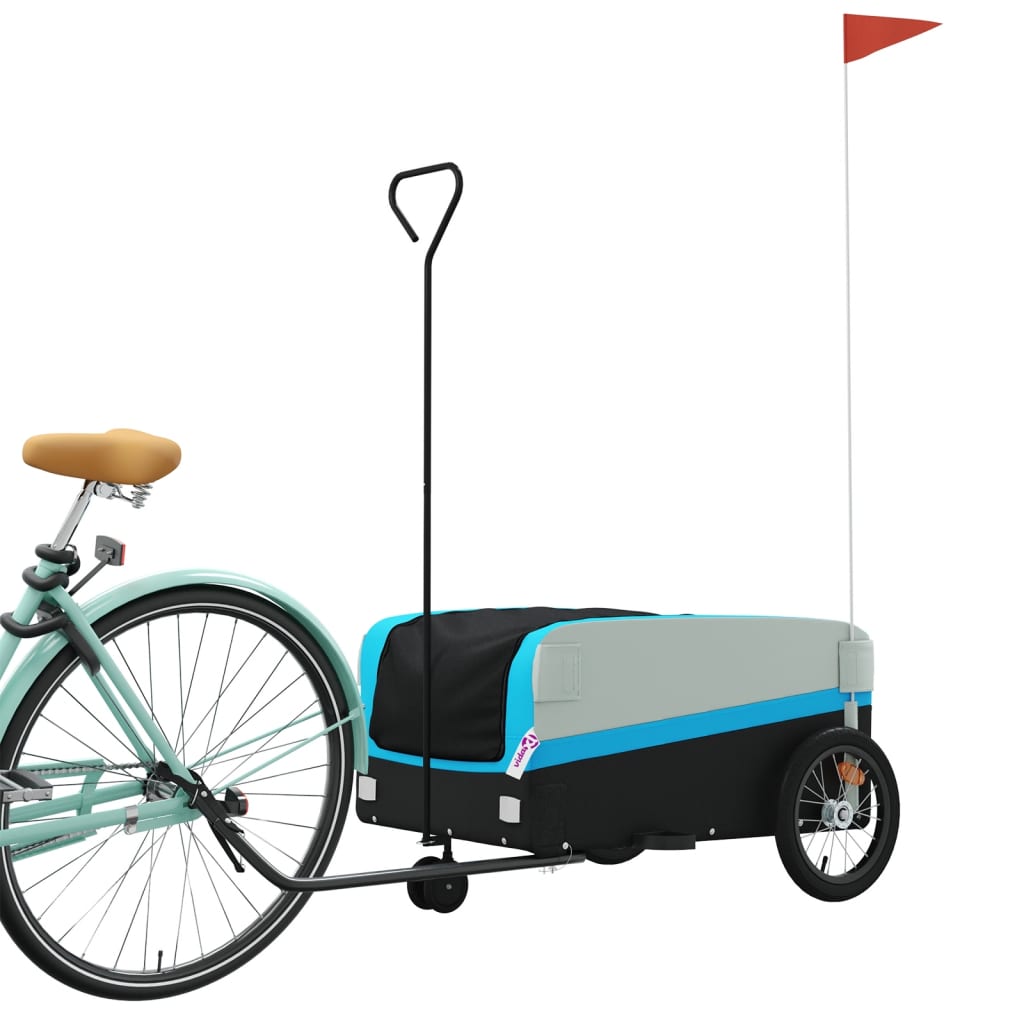 VidaXL Fietstrailer 45 kg ijzer zwart en blauw