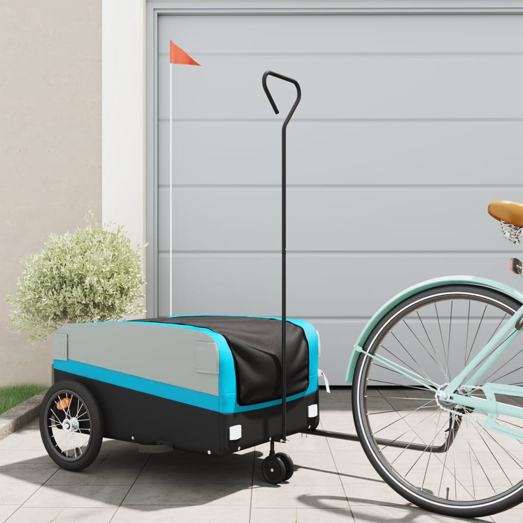 VidaXL Fietstrailer 45 kg ijzer zwart en blauw