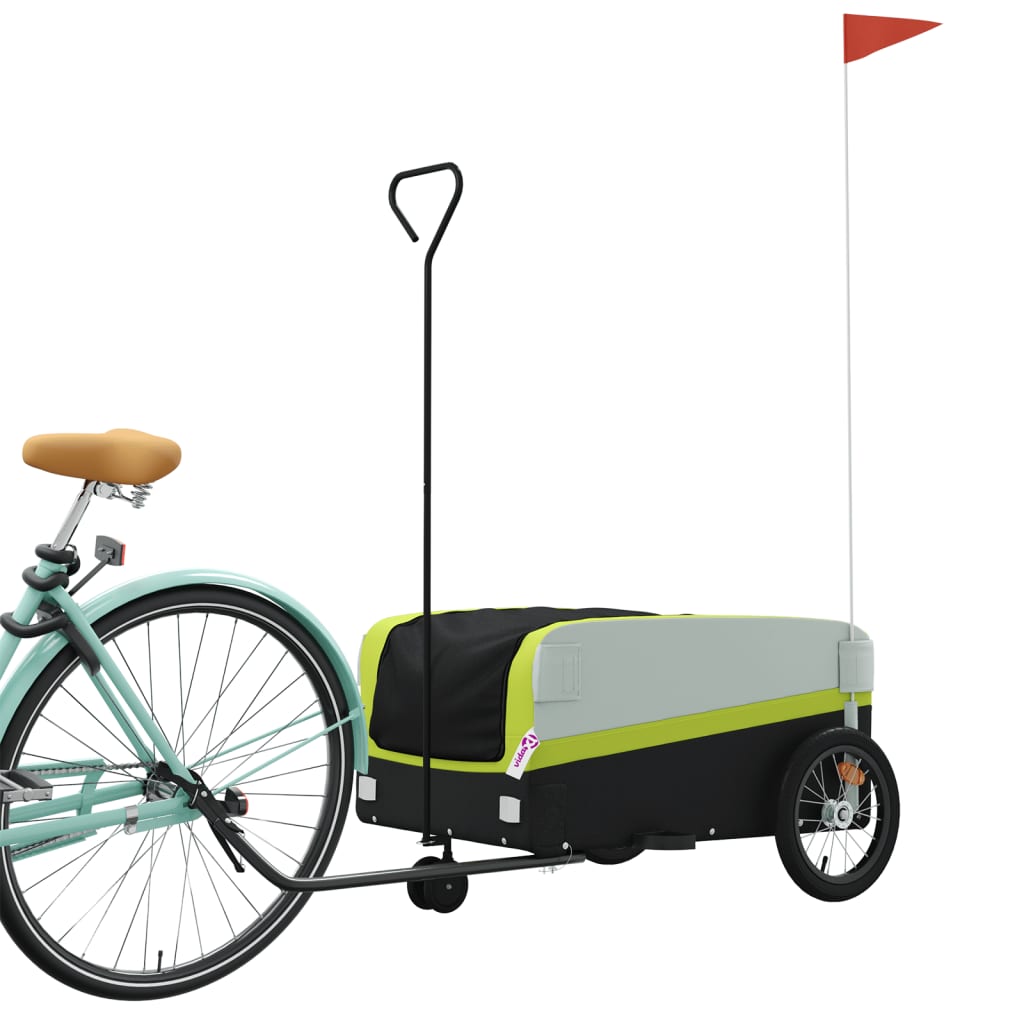 VidaXL Fietstrailer 45 kg ijzer zwart en groen