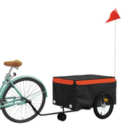 Vidaxl fietstrailer 45 kg ijzer zwart en oranje - afbeelding 3