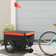Vidaxl fietstrailer 45 kg ijzer zwart en oranje - afbeelding 1