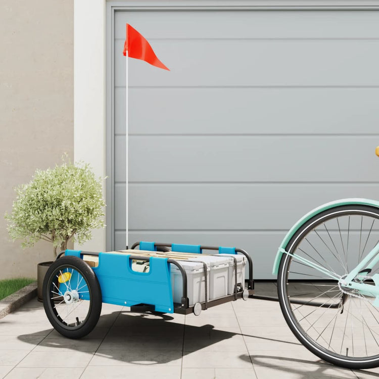 Vidaxl fietstrailer oxford stof en ijzer blauw