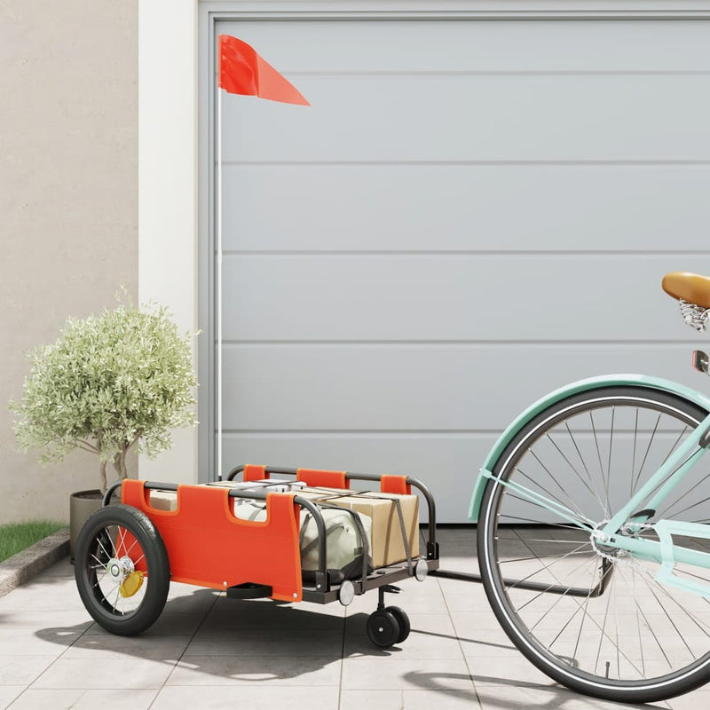 Vidaxl fietstrailer oxford stof en ijzer oranje