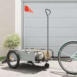Vidaxl fietstrailer oxford stof en ijzer grijs en zwart - afbeelding 1