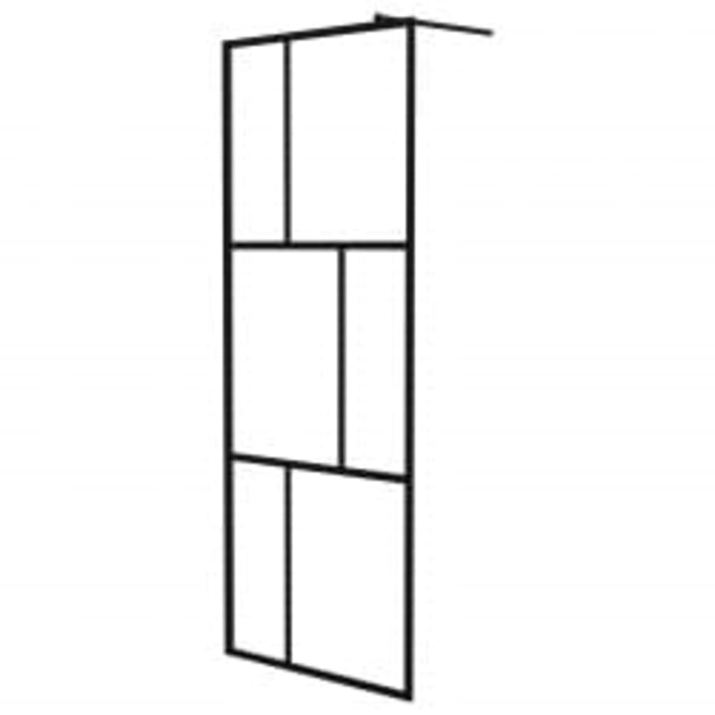 VidaXL Inloopdouchewand met schap 80x195 cm ESG-Glas aluminium zwart