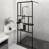 VidaXL Inloopdouchewand met schap 80x195 cm ESG-Glas aluminium zwart