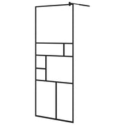 VidaXL Inloopdouchewand met schap 80x195 cm ESG-Glas aluminium zwart - afbeelding 3