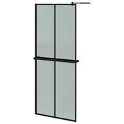 VidaXL Inloopdouchewand met schap 80x195 cm ESG-Glas aluminium zwart - afbeelding 2