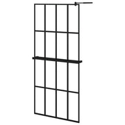 VidaXL Inloopdouchewand met schap 90x195 cm ESG-glas aluminium zwart - afbeelding 2