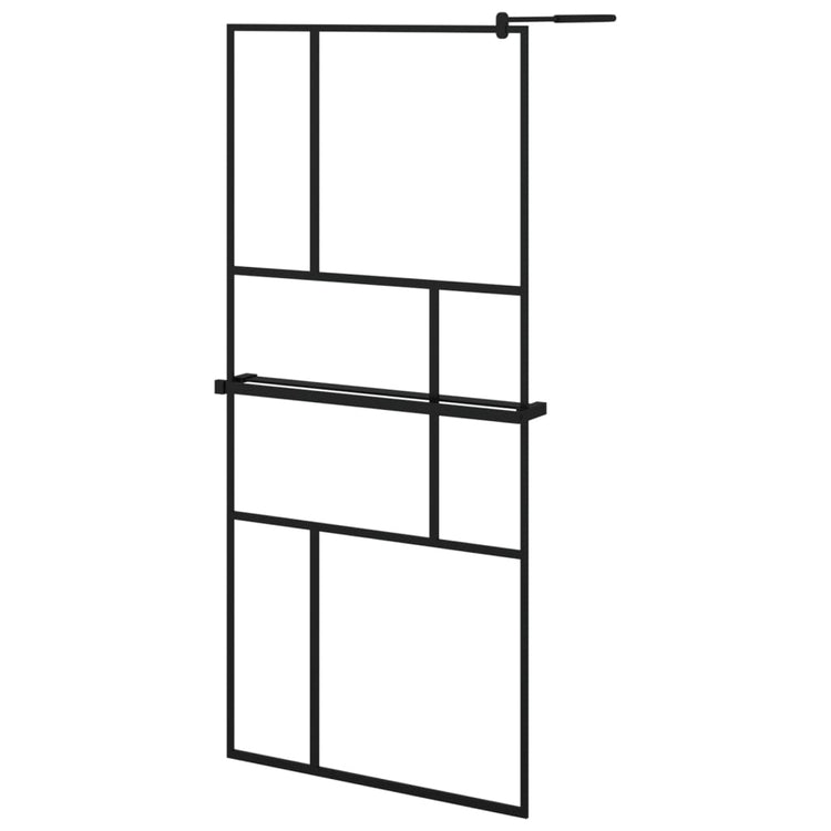 VidaXL Inloopdouchewand met schap 90x195 cm ESG-glas aluminium zwart