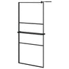 VidaXL Inloopdouchewand met schap 90x195 cm ESG-glas aluminium zwart
