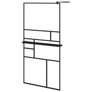 VidaXL Inloopdouchewand met schap 100x195 cm ESG-glas aluminium zwart - afbeelding 2