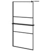 VidaXL Inloopdouchewand met schap 100x195 cm ESG-glas aluminium zwart