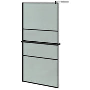 VidaXL Inloopdouchewand met schap 100x195 cm ESG-glas aluminium zwart - afbeelding 2