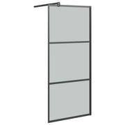 VidaXL Inloopdouchewand met schap 100x195 cm ESG-glas aluminium zwart - afbeelding 3