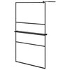 VidaXL Inloopdouchewand met schap 115x195 cm ESG-glas aluminium zwart