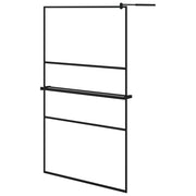 VidaXL Inloopdouchewand met schap 115x195 cm ESG-glas aluminium zwart - afbeelding 2