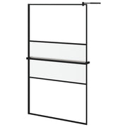 VidaXL Inloopdouchewand met schap 115x195 cm ESG-glas aluminium zwart - afbeelding 2
