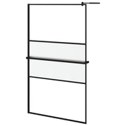 VidaXL Inloopdouchewand met schap 115x195 cm ESG-glas aluminium zwart - afbeelding 2