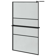 VidaXL Inloopdouchewand met schap 115x195 cm ESG-glas aluminium zwart - afbeelding 2